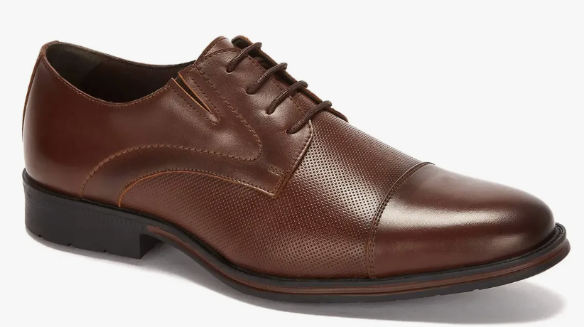 Zapato Oxford Ferrato Con Agujetas Y Textura Hombre Cafe